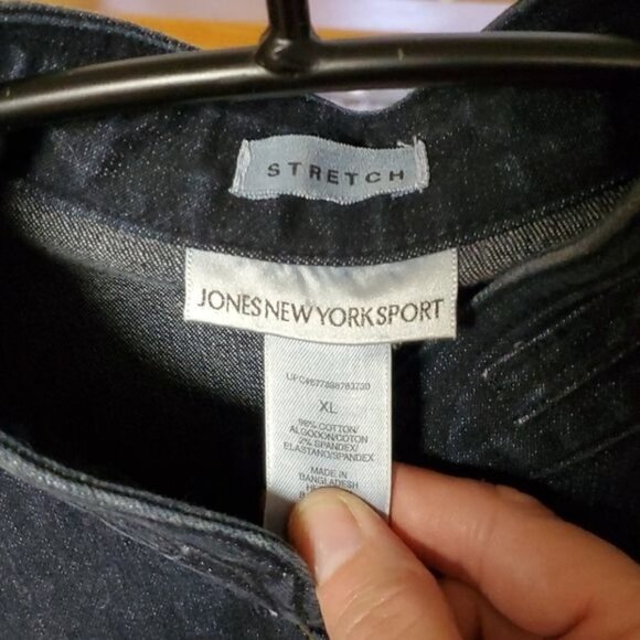 Jones New York Sport Stretch Blue Velvet Button Blue Jean Sz XL Jacket w Pocket - Picture 4 of 9